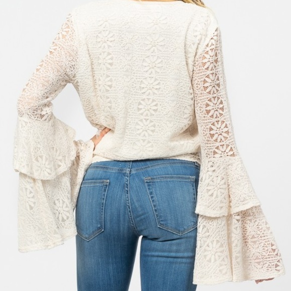 Bell Sleeve Boho Crochet Lace Top - Picture 4 of 6